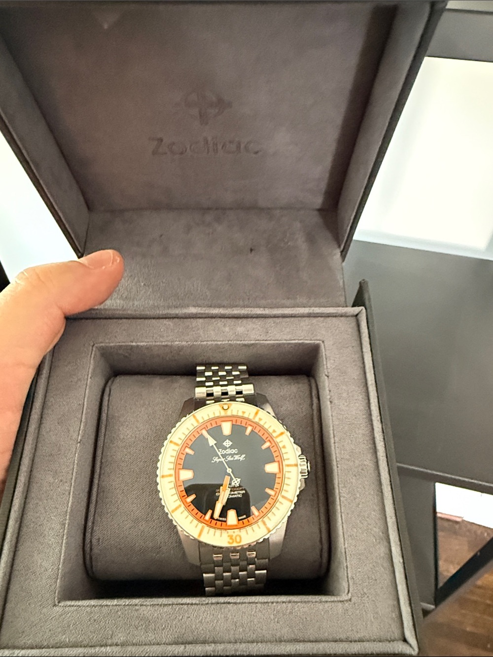 Zodiac Super Sea Wolf Diver’s Watch - Silver/Black/Orange (never worn) - Picture 10 of 10